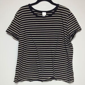 H&M Black with Tan Stripes Short Sleeve Shirt